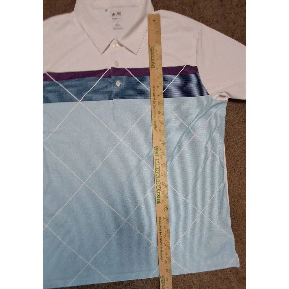 Adidas Golf ClimaCool Men's XL Blue Striped Athletic Golf Polo Shirt